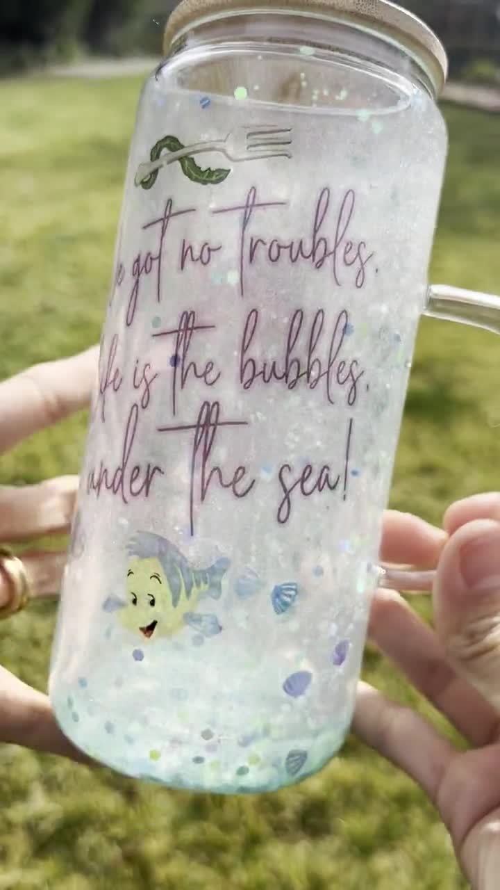 Little Mermaid Life is the Bubbles Snowglobe Tumbler with Handle