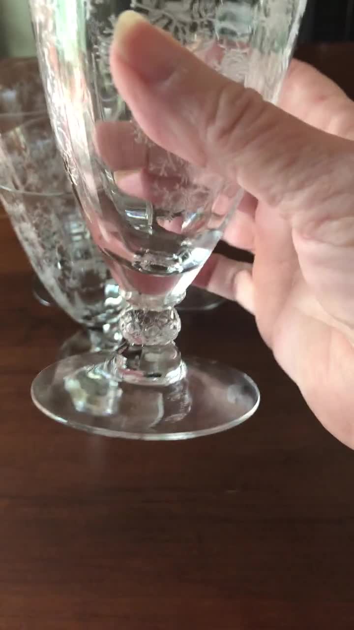 4 Fostoria Chintz etched Iced Tea Glasses, Etched Crystal Glasses, 4 Ice Tea  Crystal Glasses, Etched Iced Tea Glasses 