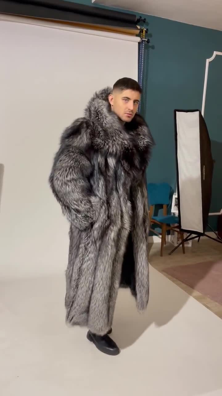 Saga Fur Coat Real Silver Fox Coats Luxury Mens Scandinavian