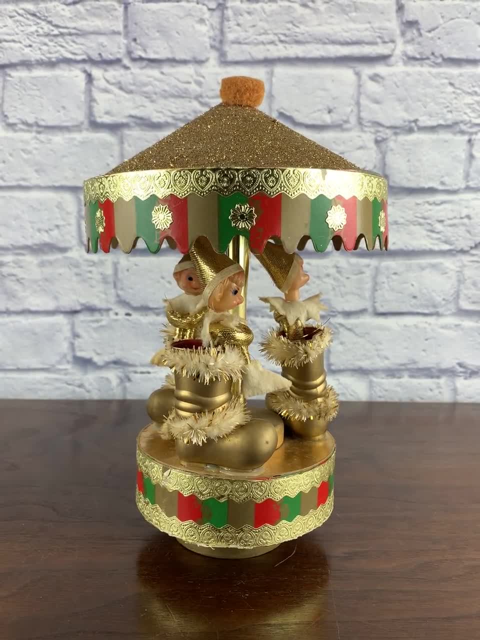 Vintage Japanese Pixie Elves in Gold Boots Christmas Musical