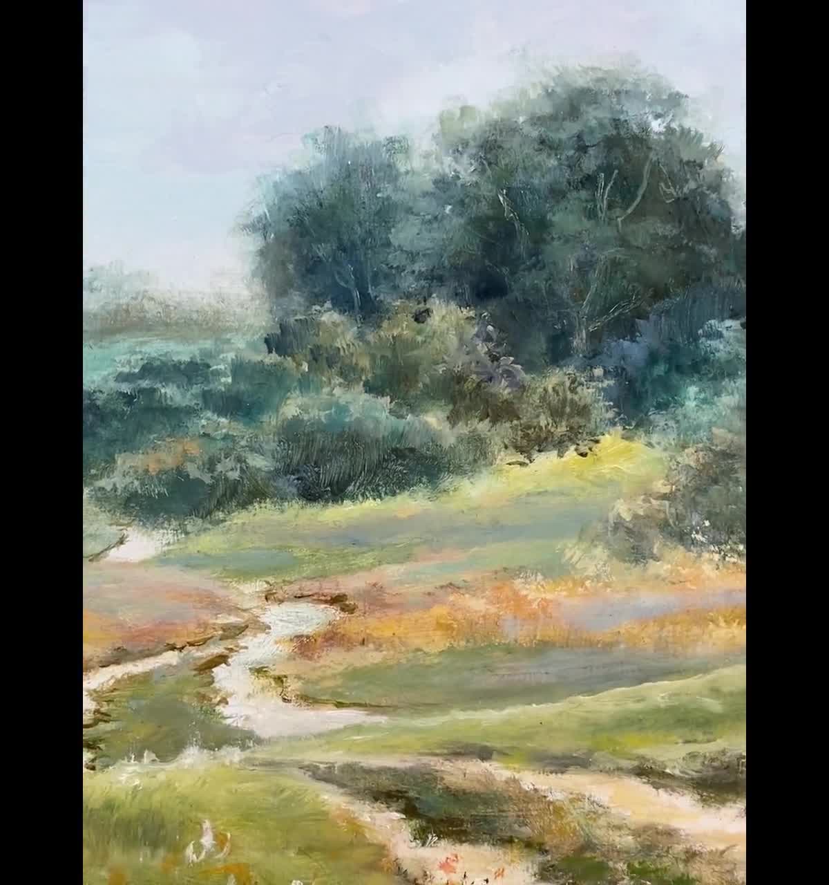 Country Landscape Soft Tones ORIGINAL Painting, Summertime