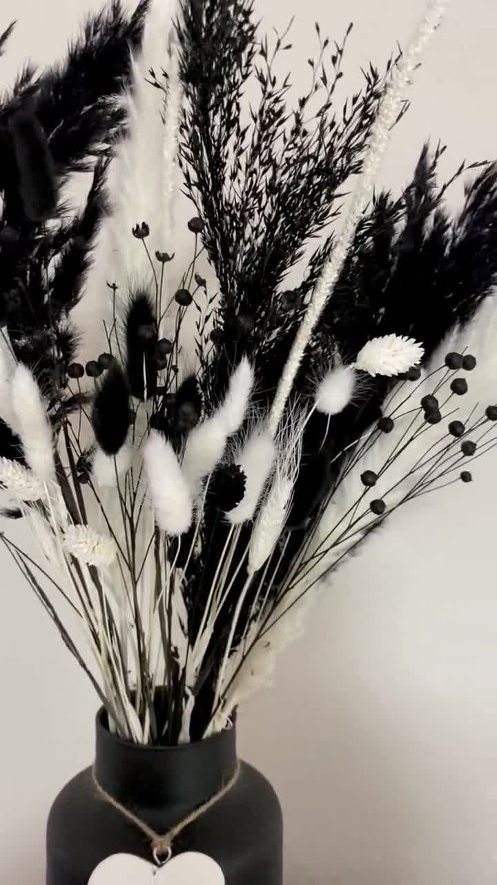 Bouquet di fiori secchi in bianco e nero, mix di fiori secchi, erba di  pampa, decorazione naturale, bouquet secco moderno -  Italia