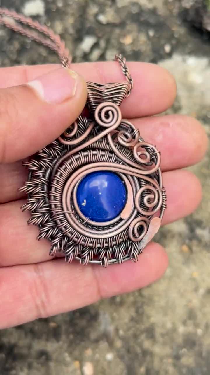 手作り銅製ラピスラズリペンダントネックレス - 記念日のギフト - Etsy