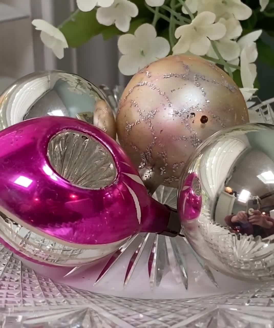 Vintage Pink and Silver Glass Christmas Ornaments – Duckwells