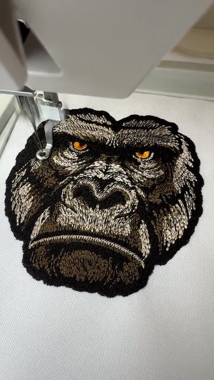 Gorilla Face Embroidery Design - Quick Stitch Wild Animal on