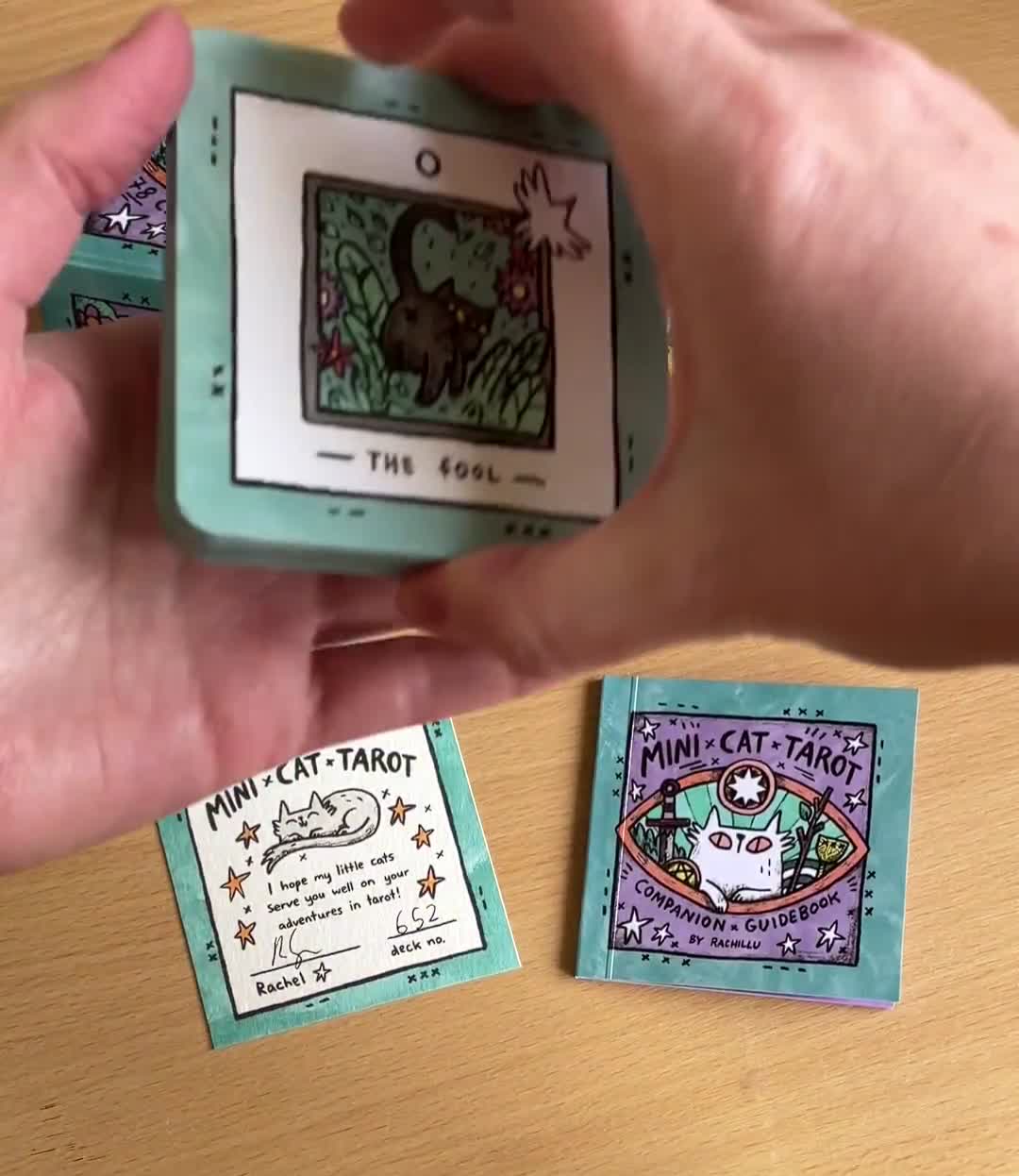 Mini Cat Tarot Deck, cute divination cards for beginners and kitty lovers