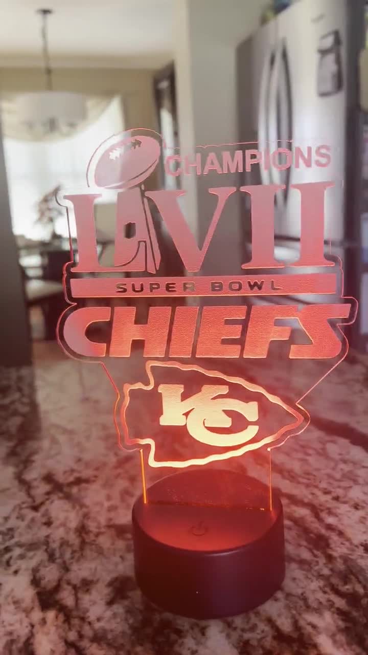 : Team Sports America NFL Kansas City Chiefs Superbowl 57  Championship, Ultra-Thin LED Light Wall Sign Décor, 23 Inch Round, Made  in the USA