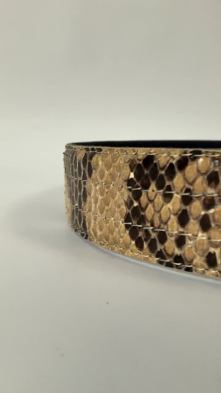 90s Real Python Leather Belt for Men | Vintage Exotic Animal Snake