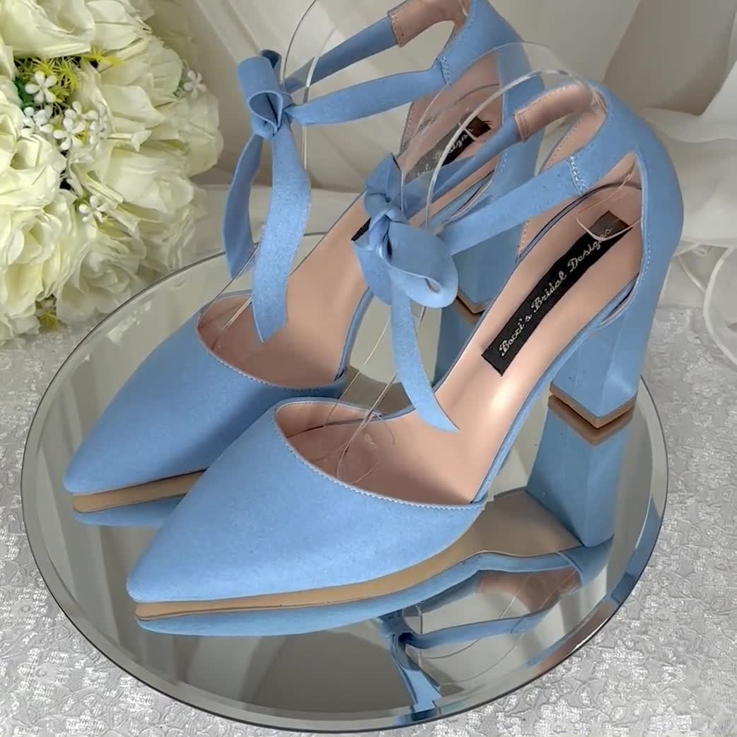Light Blue Satin Block Heel With SATIN BACK BOW, Women Wedding Shoes,  Bridesmaids Shoes, Bridal Shoes, Bridal Heels, Bride Pumps - Etsy