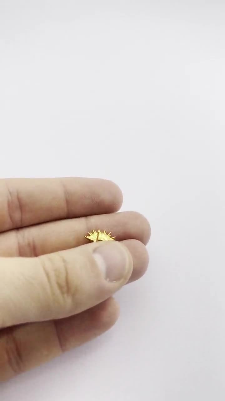 Earring Studs, 4 Gold Plated Brass - Gold Sun Earrings