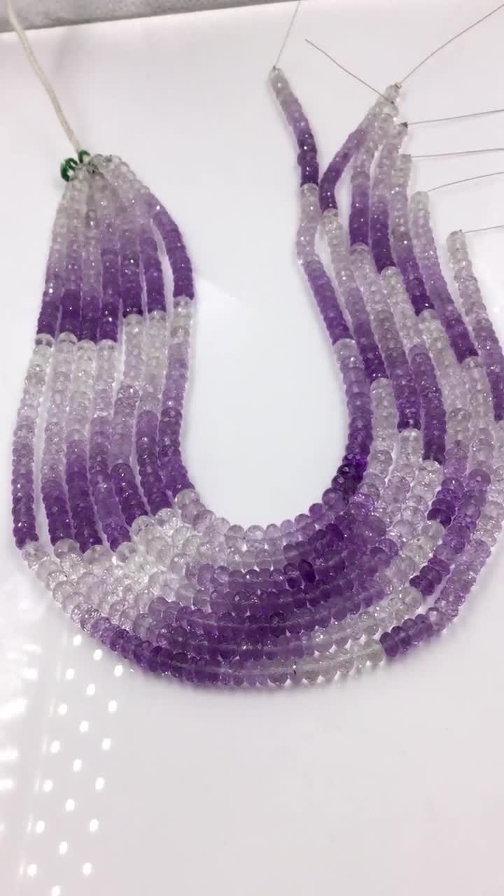 Natural amethyst beads shaded color pattern multi layer faceted beads scarf style 21