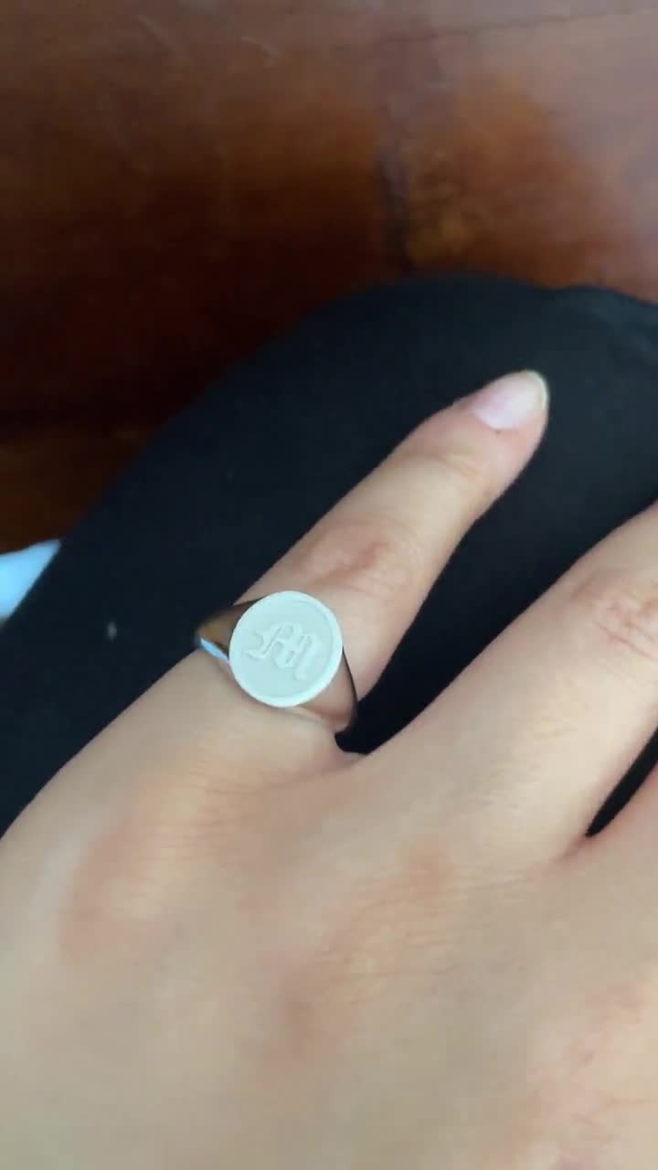 Initial Signet Ring, Old English Signet Ring, Custom Signet
