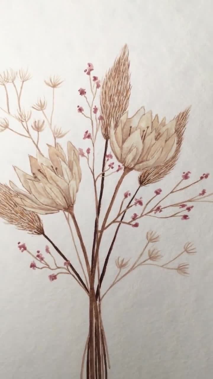 Colorful Pressed Dried Wildflowers in Watercolor Style · Creative Fabrica