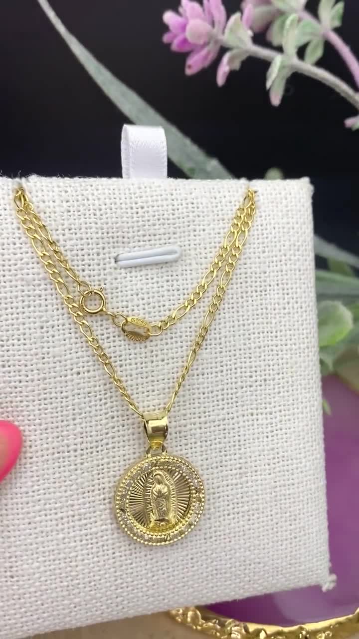 10 Kt Gold Virgin Mary Necklace Cadenas De Oro Mexicano 10 