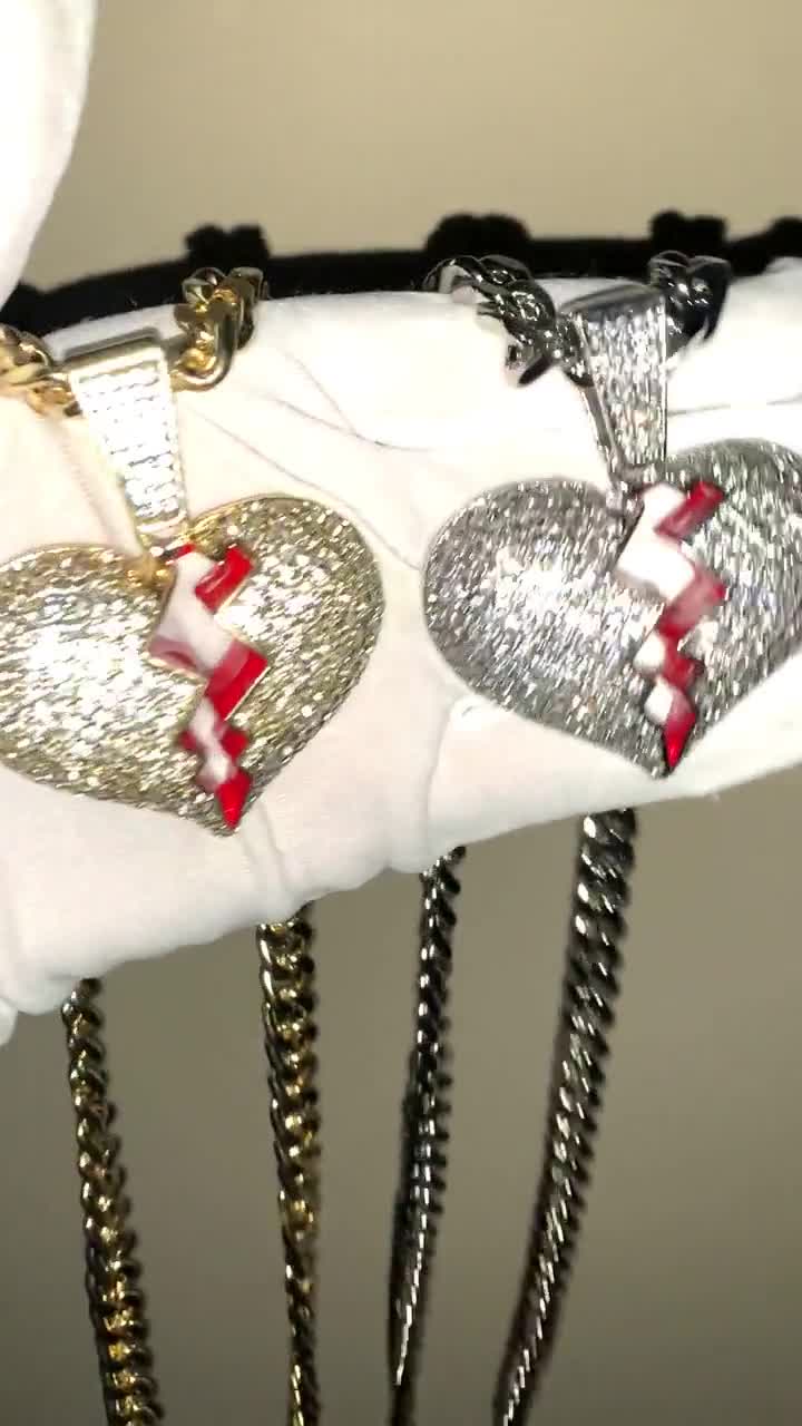 Broken heart pendant hot sale iced out