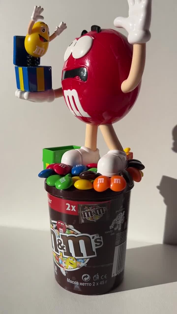 Vintage M&m's Candy Dispenser Red With Cup, Collectible Mms Candy