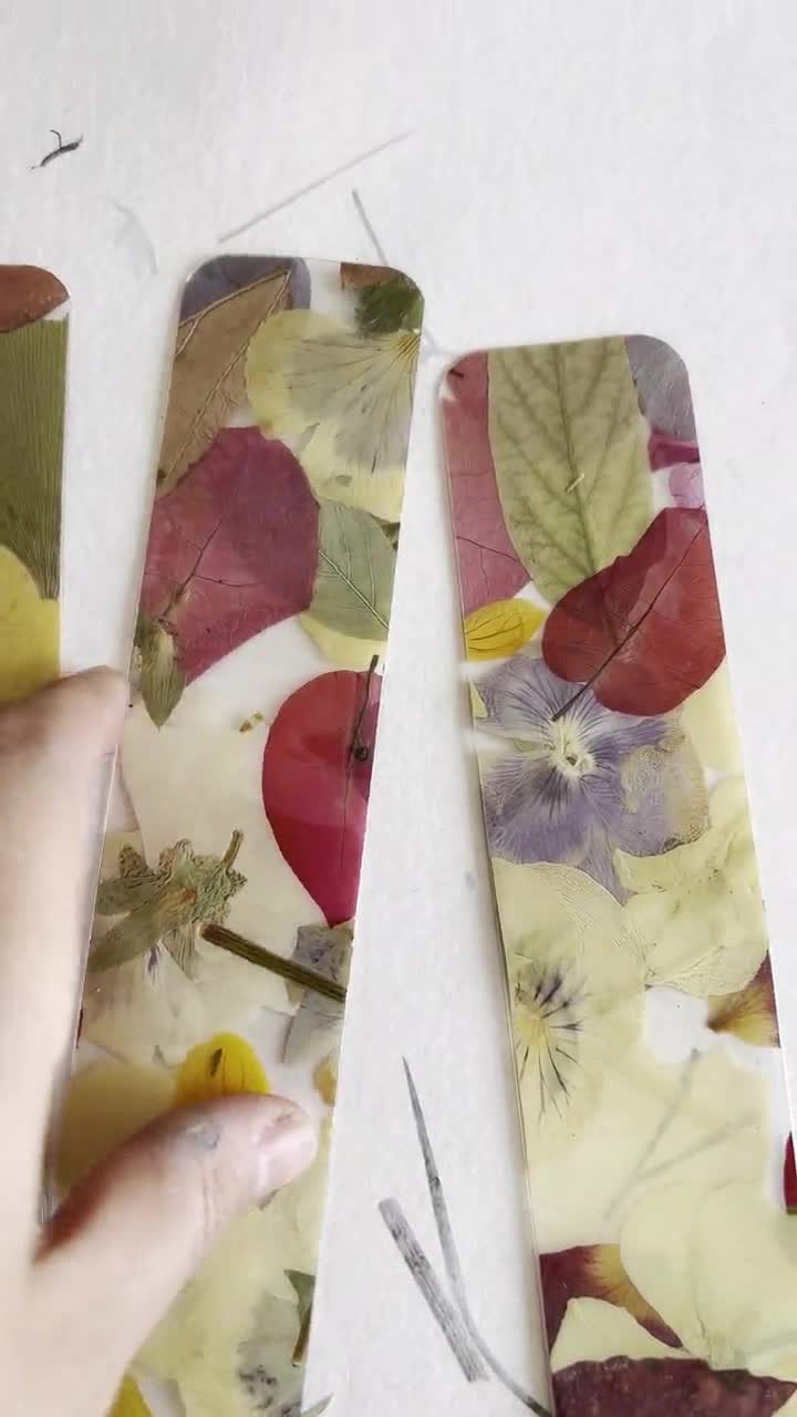 Transparent Pressed Flower Bookmark, Mixed Flowers, Handmade