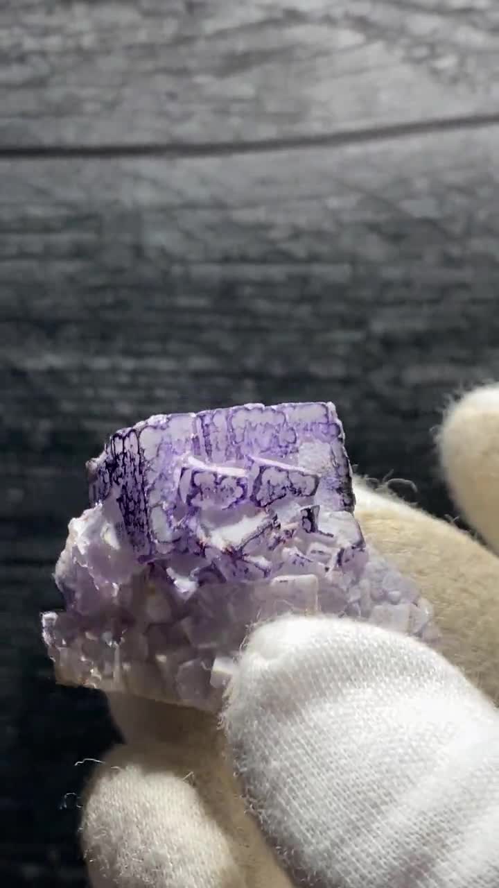 High Quality Dark Purple Veins Purple QR Code Fluorite Crystal