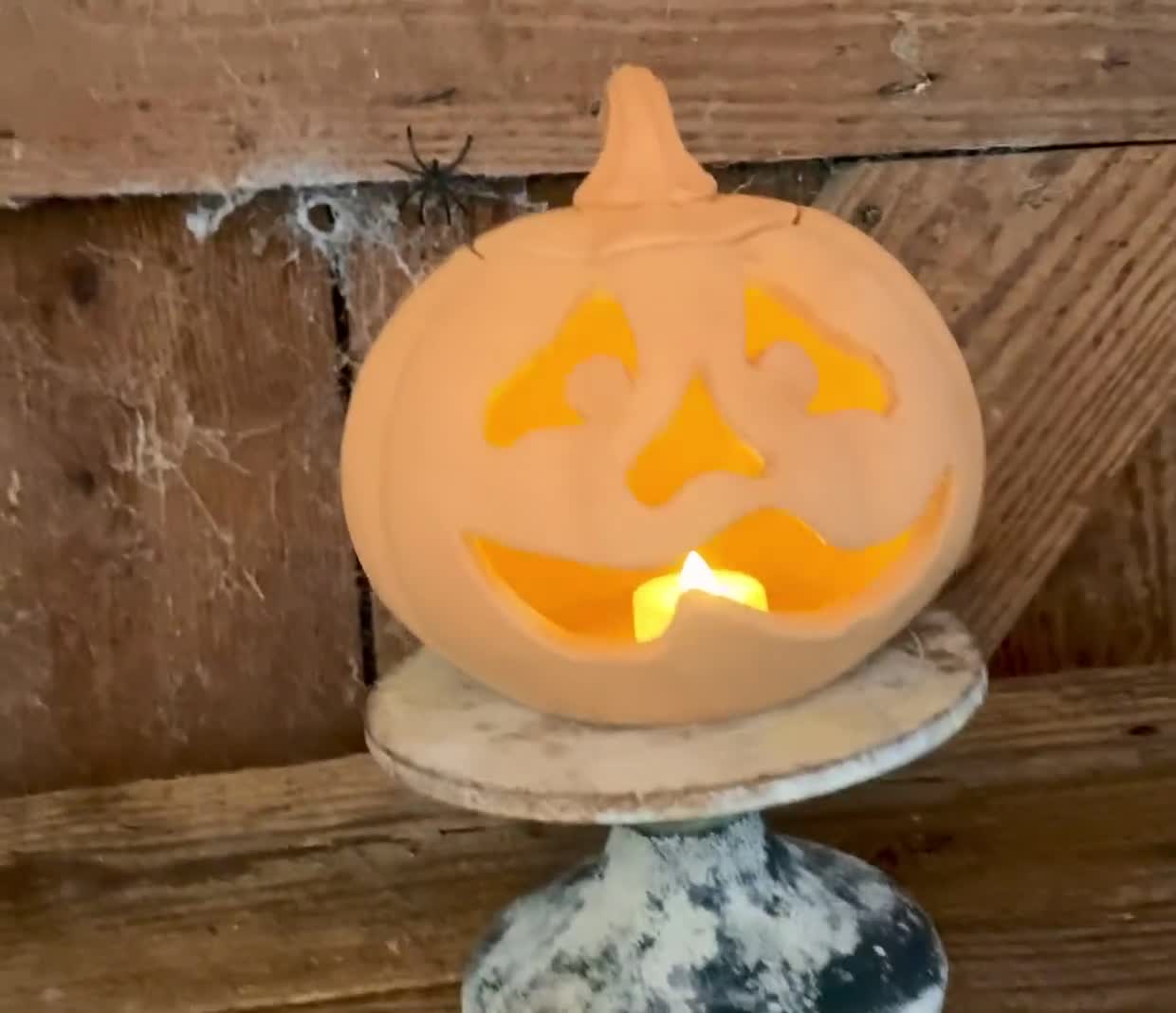 Lot De 3 Citrouilles Pottery Barn En Terre Cuite - Jack O'Lantern - Petites, Moyennes Et Grandes