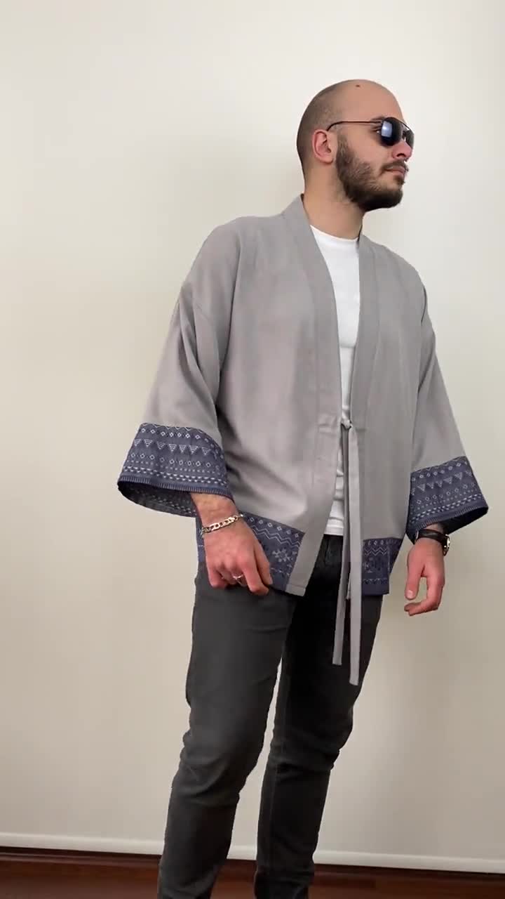 Men's Casual Yukata Japanese Style Loose Kimono Cardigan Summer