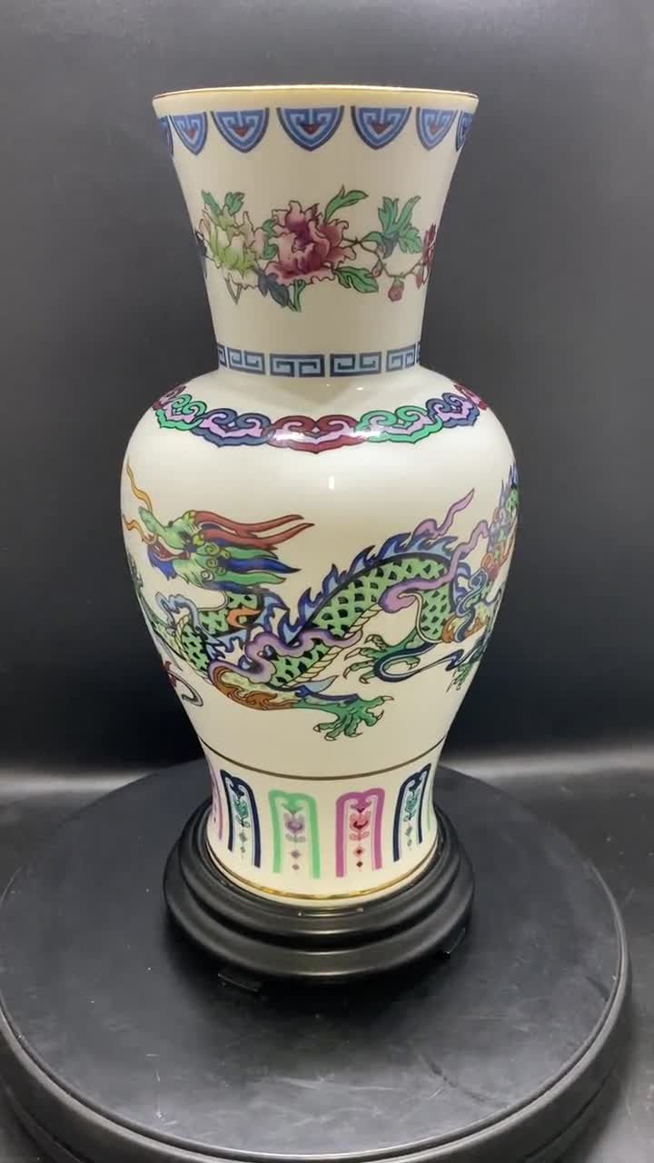中国龍の花瓶：22K金磁器 フランクリンミント 1985年 - Etsy 日本