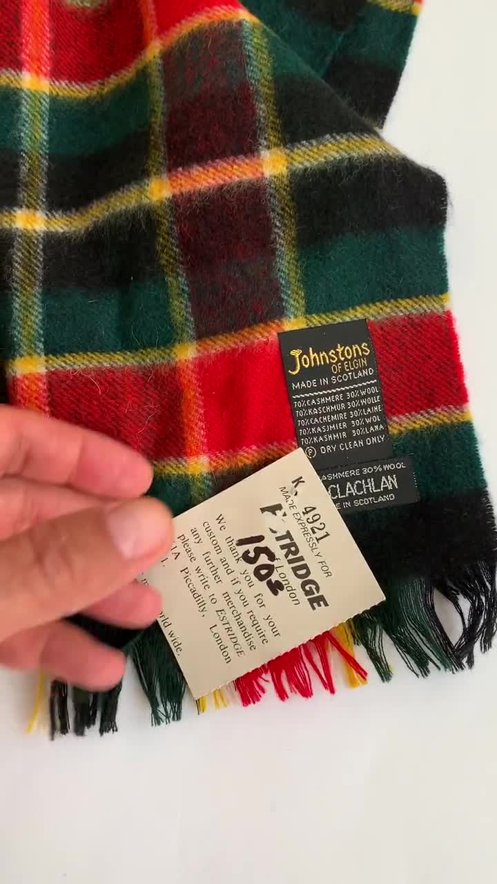 Johnstons Vintage Scarf, Original, Woolen Men Scarf, Brand Wool, Plaid  Scarf, New Scarf, Wool, Men's Accessory