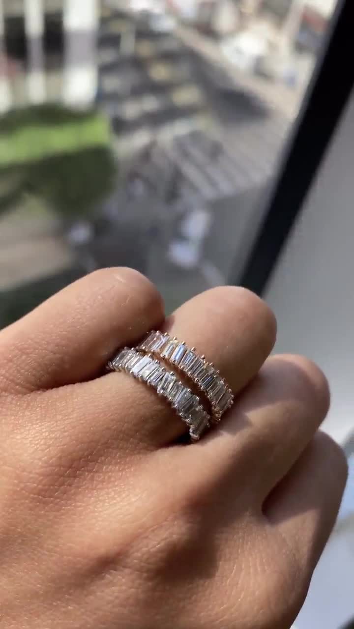 Zig Zag Baguette Eternity Band in 18k Gold, Diamond Band, Diamond Ring,  Unique Ring, Baguette Diamond, Diamond Eternity Band