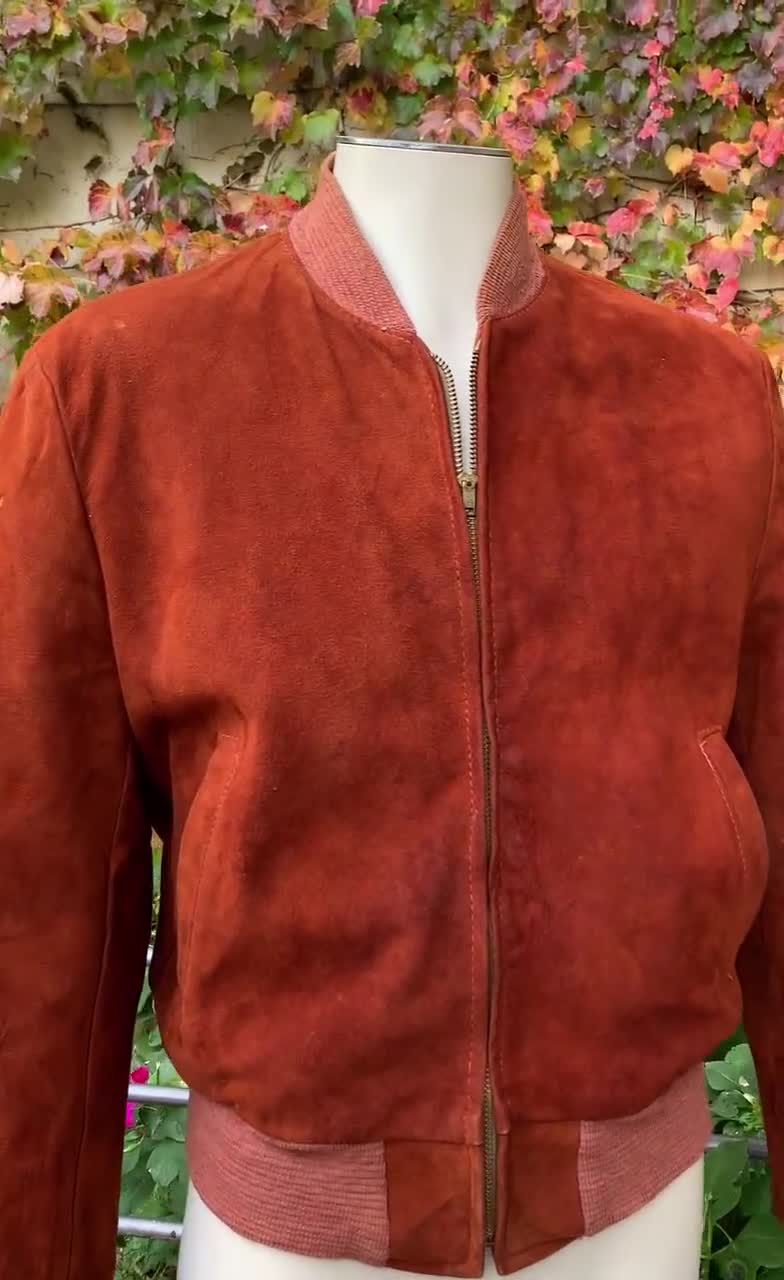 1950's-60's Suede Bomber Jacket - Cool Curry Colored Suede - Well