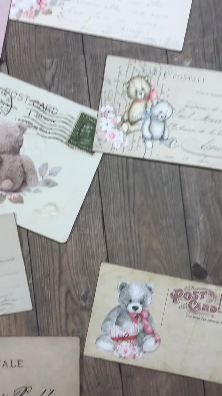 Vintage Teddy Bear Postcards, Teddy Bear Junk Journal, Teddy Bear