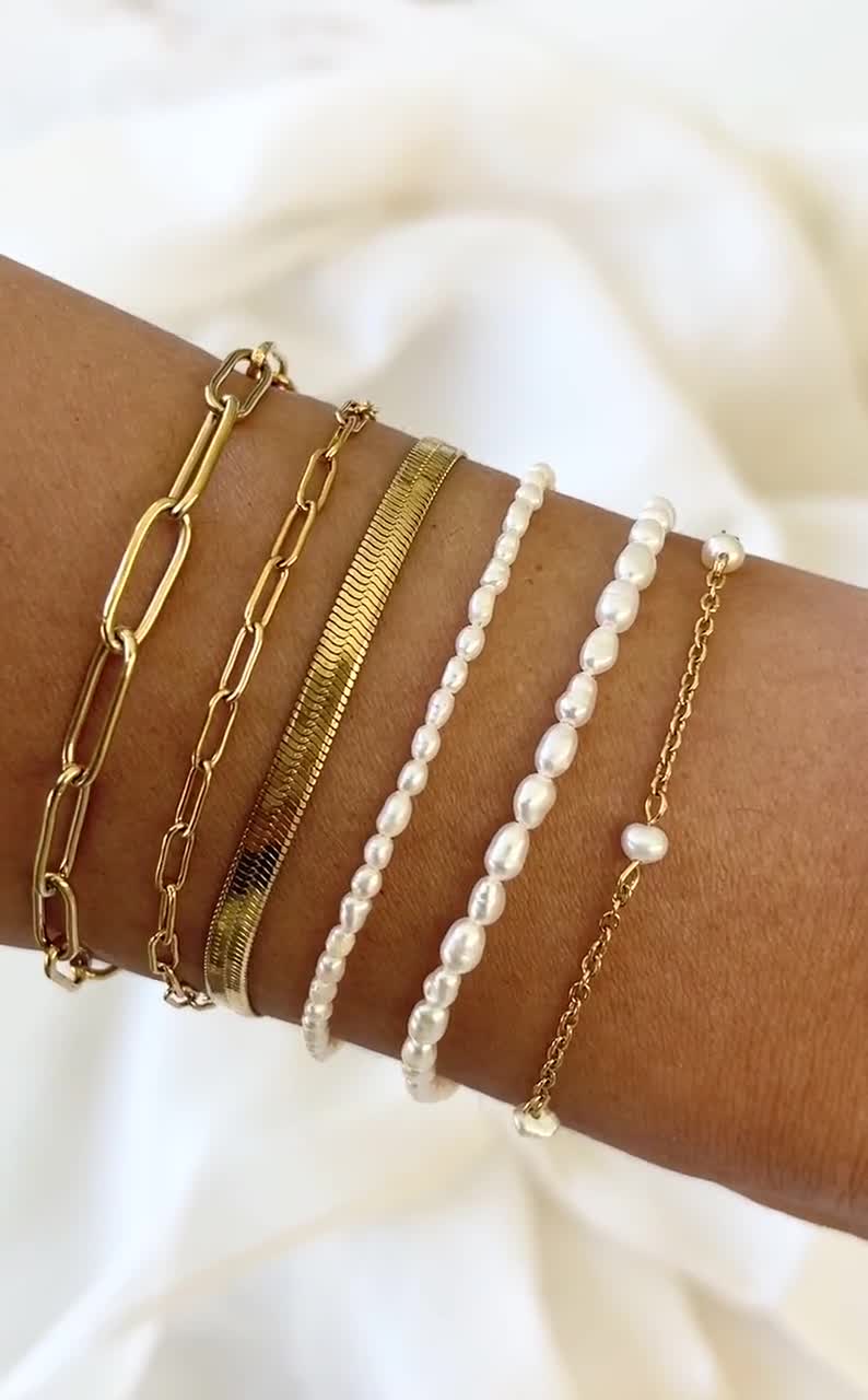 Gold Filled Chain Bracelet, Silver Chain Bracelet, Paperclip Bracelet,  Pearl Bracelet, Snake Chain Bracelet, Dainty Bracelet, Link Bracelet