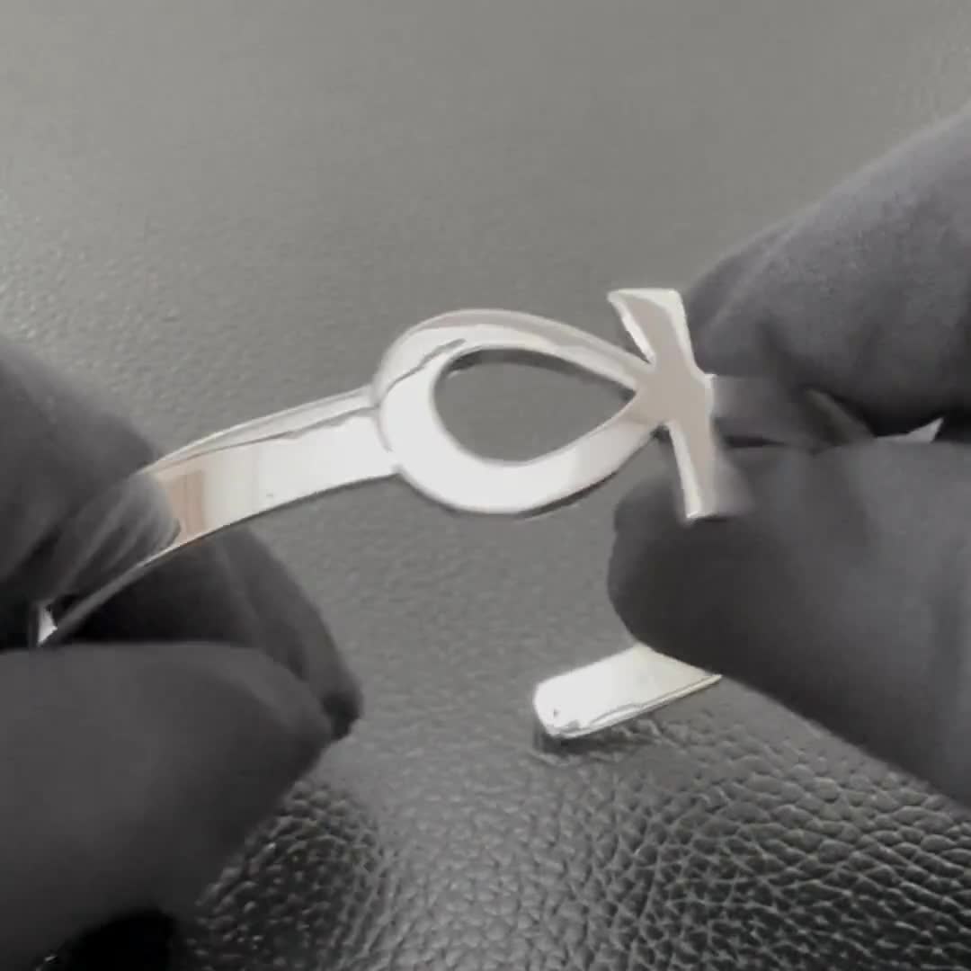 アクセサリー ANK Handcrafted 925 Sterling Silver Ankh Bracelet Egyptian Ankh Cross