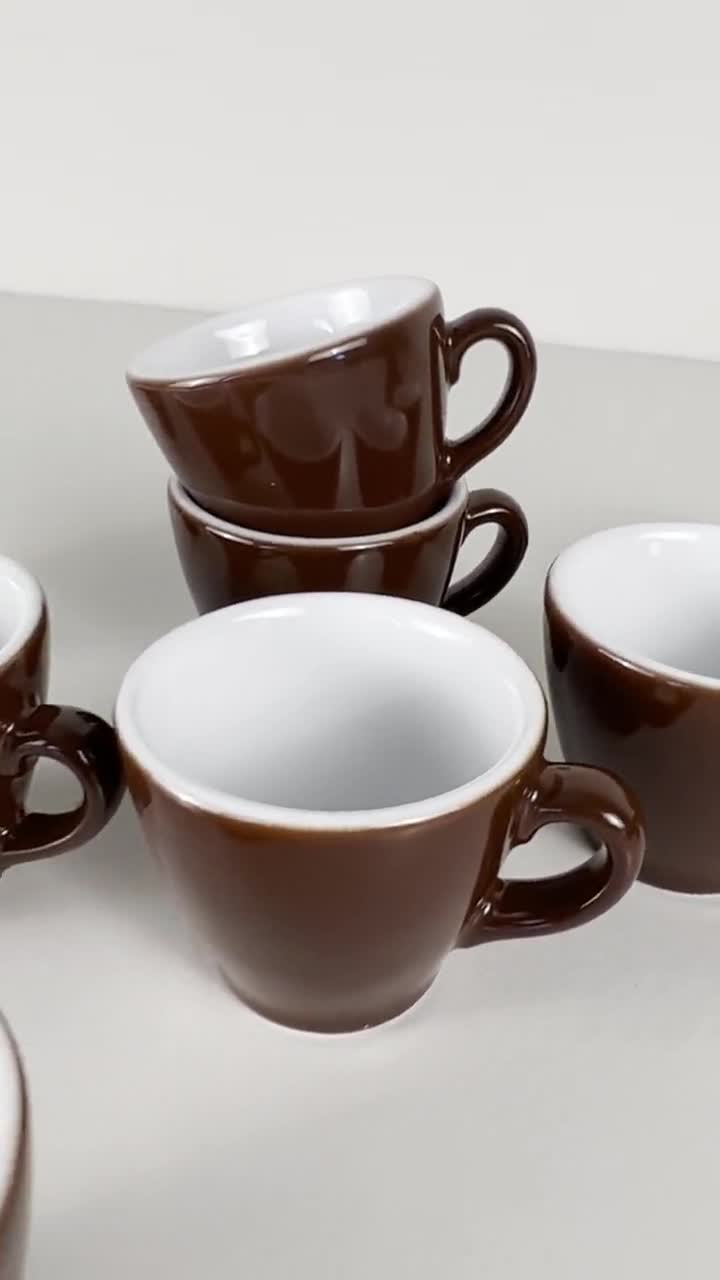 Set of 4 or 5 Vintage Porcelain Classic Brown Espresso Cups, Inker