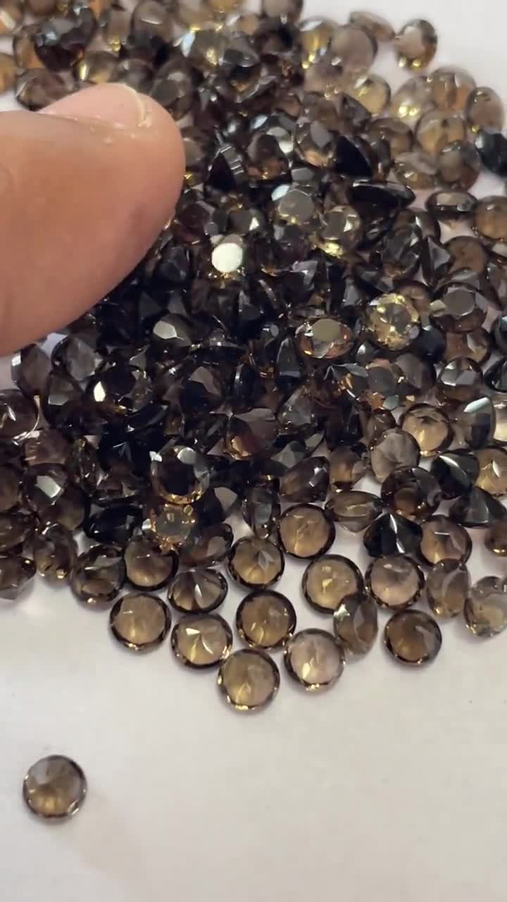 天然スモーキークォーツ 3mm ラウンドファセット AAA品質 - ルース