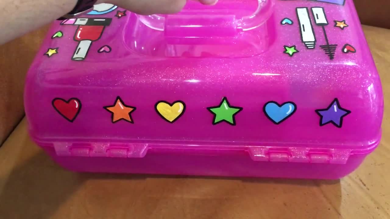 CUSTOM Hot pink craft organizer case, small toy organizer case