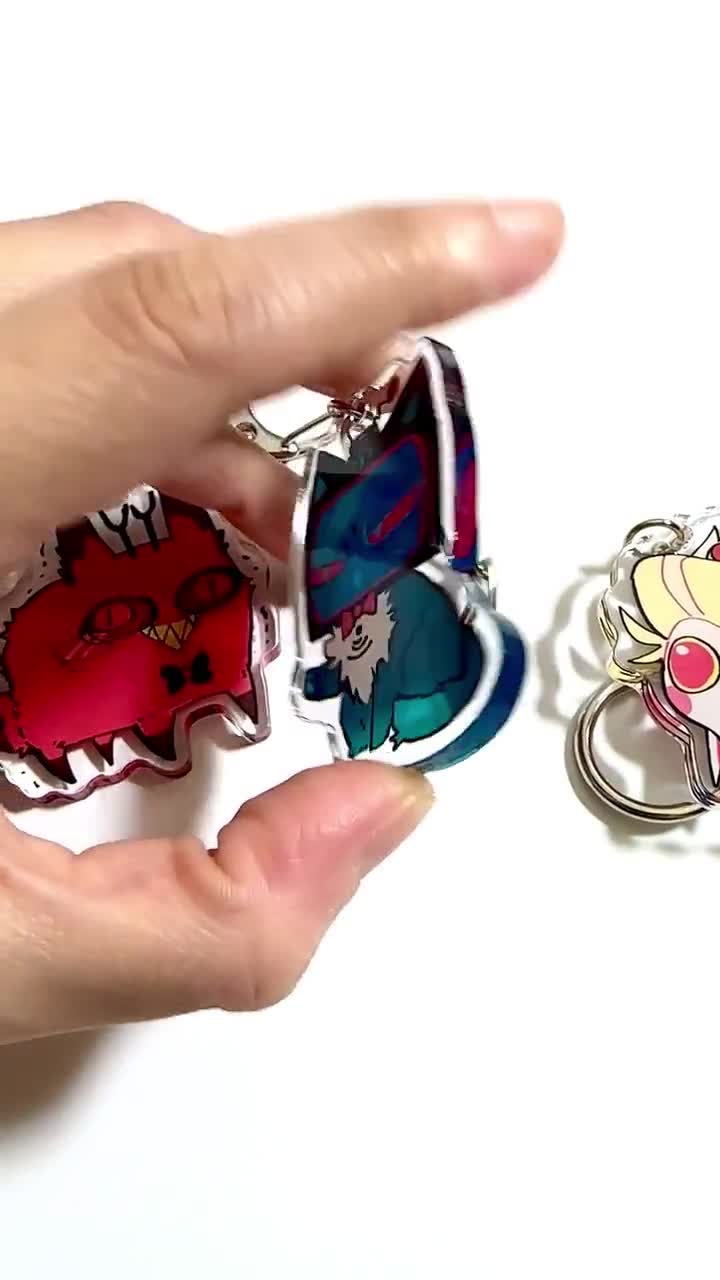 Cursed cat Alastor, Vox, Lucifer - Hazbin Hotel Keychain - cute
