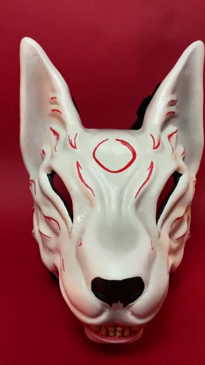 YangYong Little Bunny Kitsune Mask, Traditional Japanese Cosplay Rabbit Fox Kabuki Mask Kimono Costume Accessories Room Decor