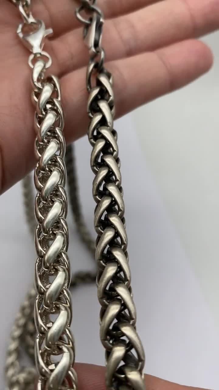 Oxidized Sterling Silver Viking Necklace: Chunky Wheat Foxtail