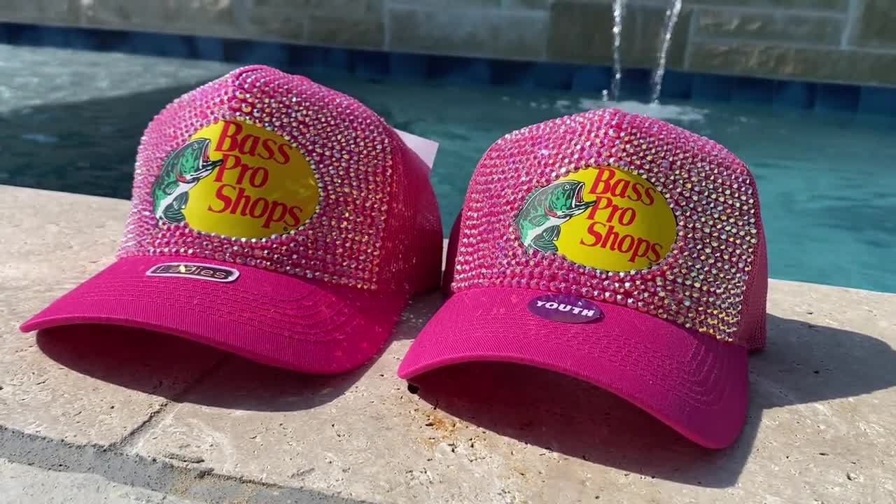 Pink Rhinestoned Bass Pro Shop Hat 