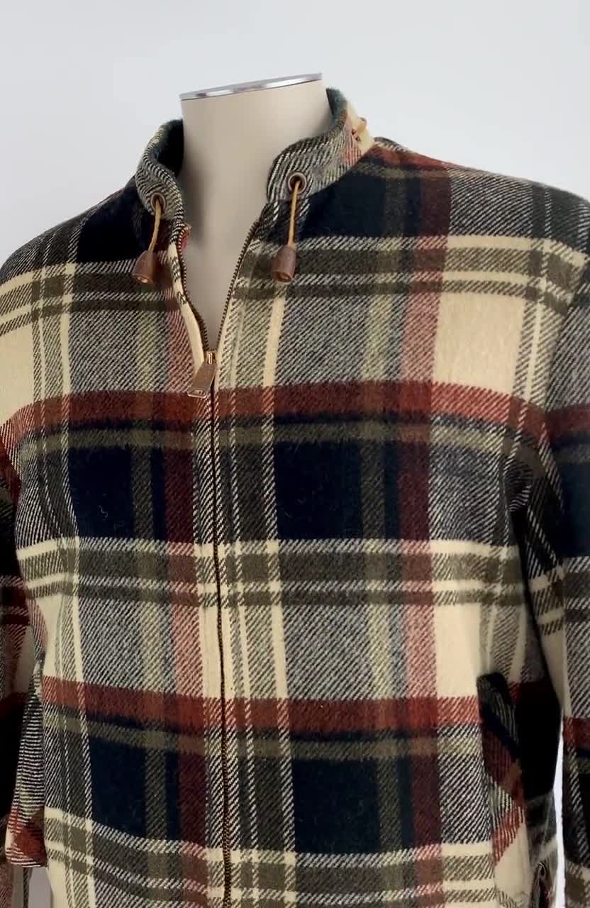 1950's Wool Plaid Jacket Boxy Cut TOWNCRAFT PENNEYS Leather Lacing