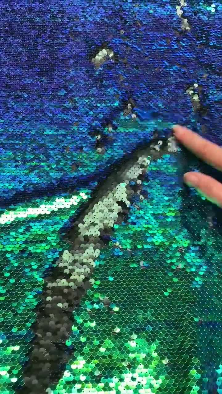 Partisout Sequin Fabric Mermaid Fabric 5mm Glitter Fabric 1 Yard Rainbow to  Silver Two Tone Sequin Fabric Sparkly Fabric by The Yard Mesh Fabric