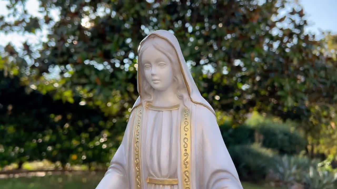 Elegant Our Lady of Grace Marble Outdoor Statue - 40cm Tall - Ideal for  Garden, Cemetery, or Home Altar, express delivery included,