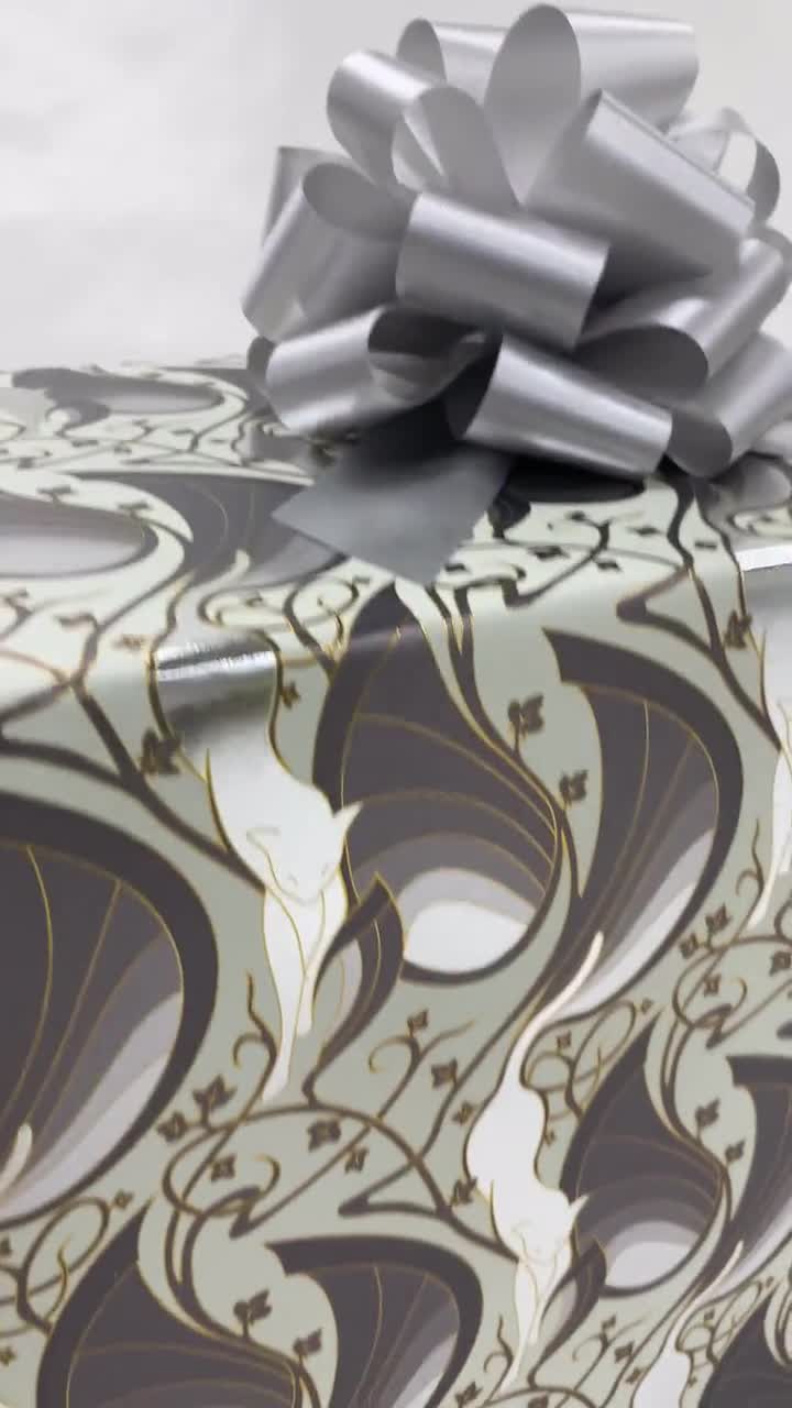 Great Catsby Metallic Silver Wrapping Paper 