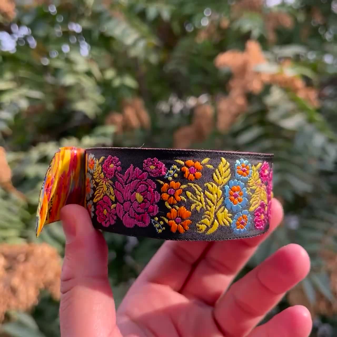 35 Mm Colorful Floral Embroidered Ribbon (1.37 Inches), Sewing