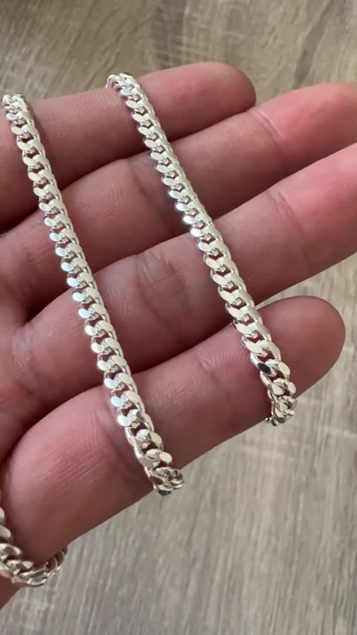 925 Solid Miami Cuban Sterling Silver Bracelet Real Heavy Curb Necklace  Men's Women's Unisex 2.5mm 4mm 5mm 6mm 8mm 10mm Italian chain