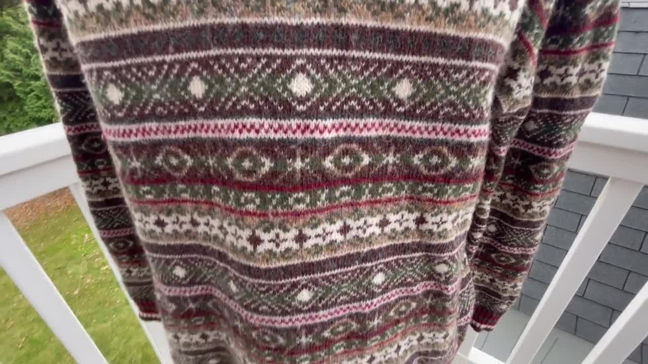 Vintage Brown Fair Isle Sweater, Shetland Wool, V-Neck, Maurice’s, Soft,  Extra Large, Warm and Cozy, Winter Wool Sweaters, Excellent Cond.