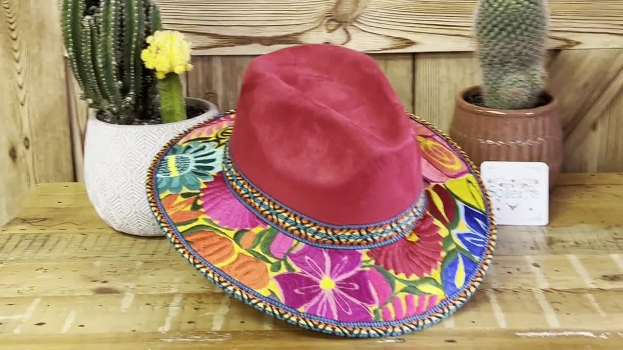 Sombrero messicano in finta pelle scamosciata//Cappello messicano//Cappello  ricamato//Cappelli di paglia//Cappello artigianale//Sombrero  bordado//Cappello da donna -  Italia