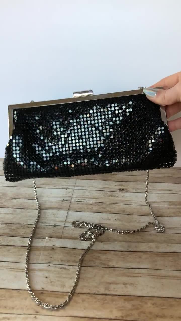 La Regale Rectangular Frame Chainmail Clutch, Black, One Size