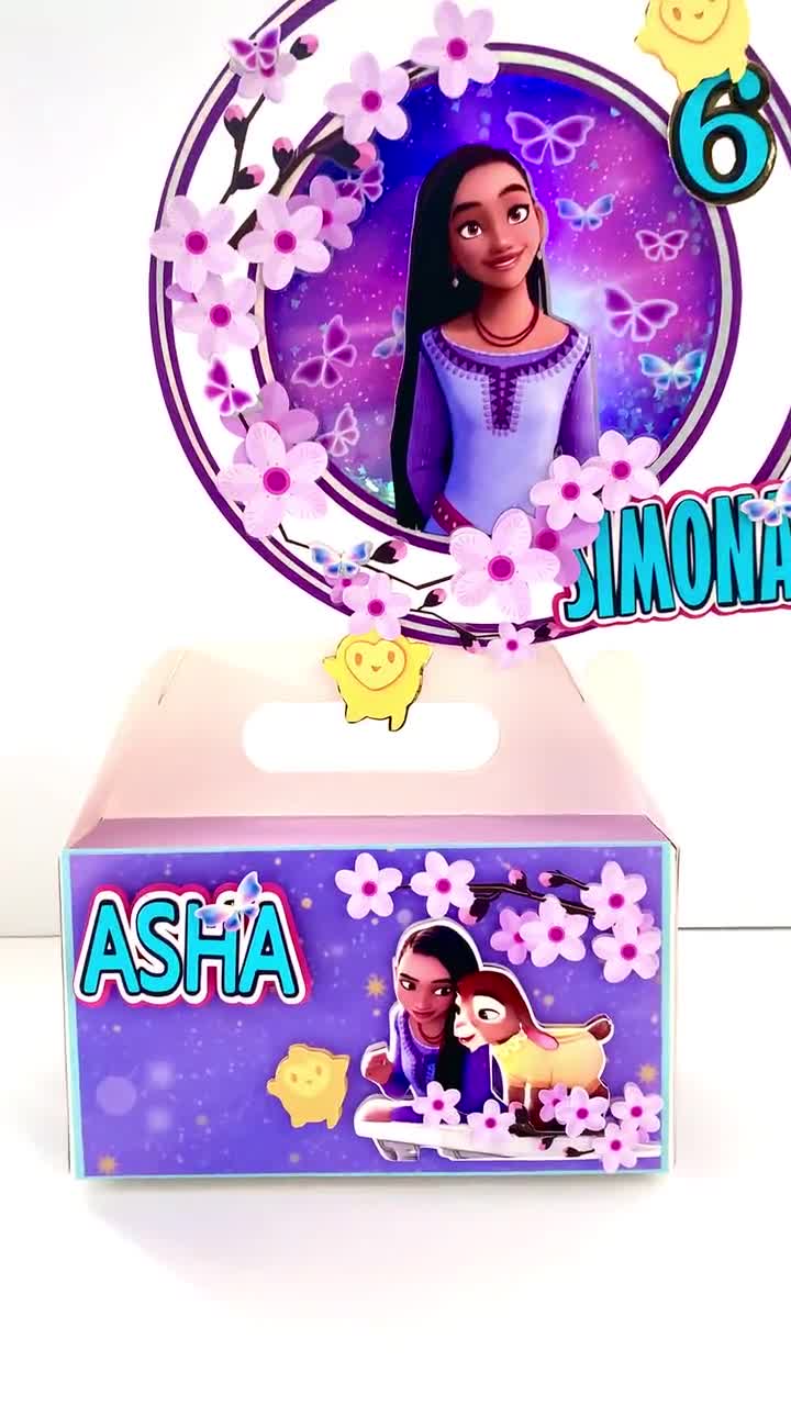 Kit mágico de fiesta de cumpleaños de Disney Wish, decoración de la  princesa Asha, suministros para la fiesta de deseos, adorno de pastel  personalizado