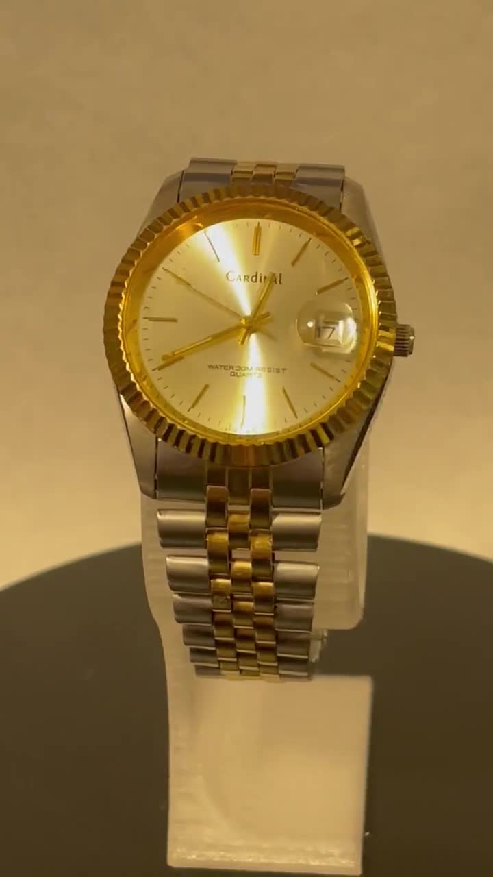 Cardinal Mens Gold Tone President Calendar Quartz Watch 2713