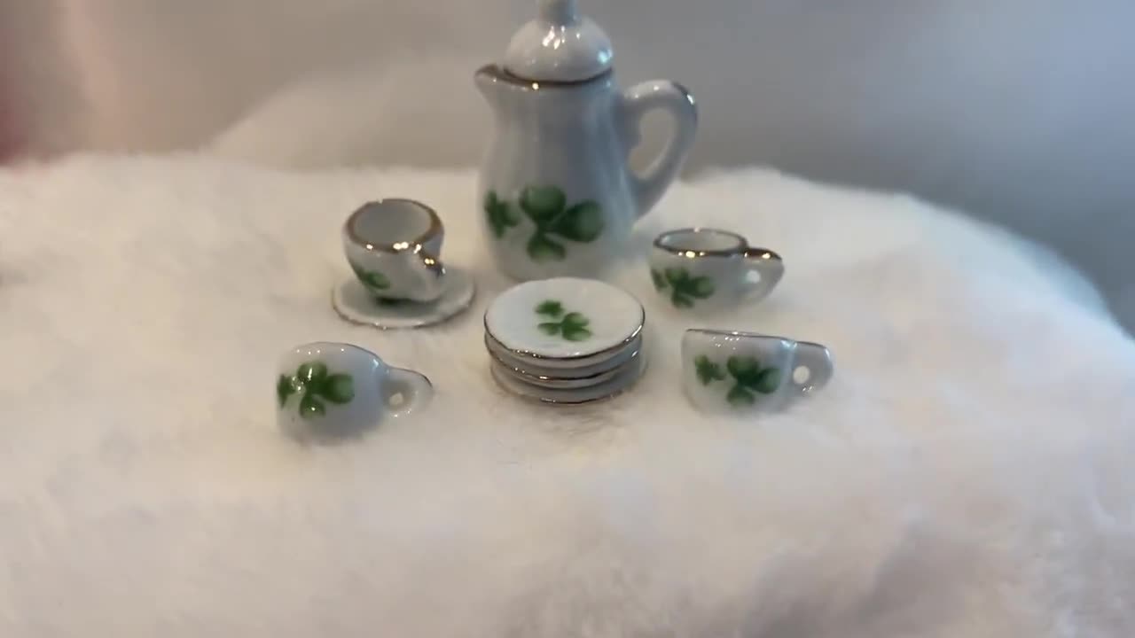 Miniature Ceramic Tea Set Leprechaun Trap Leprechaun Tea Set Miniature  Clover Tea Set St. Patrick's Day Tea Set Shamrock Tea Cup Set 